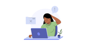 animated girl on laptop finding the causes and solution for why is google search not working
